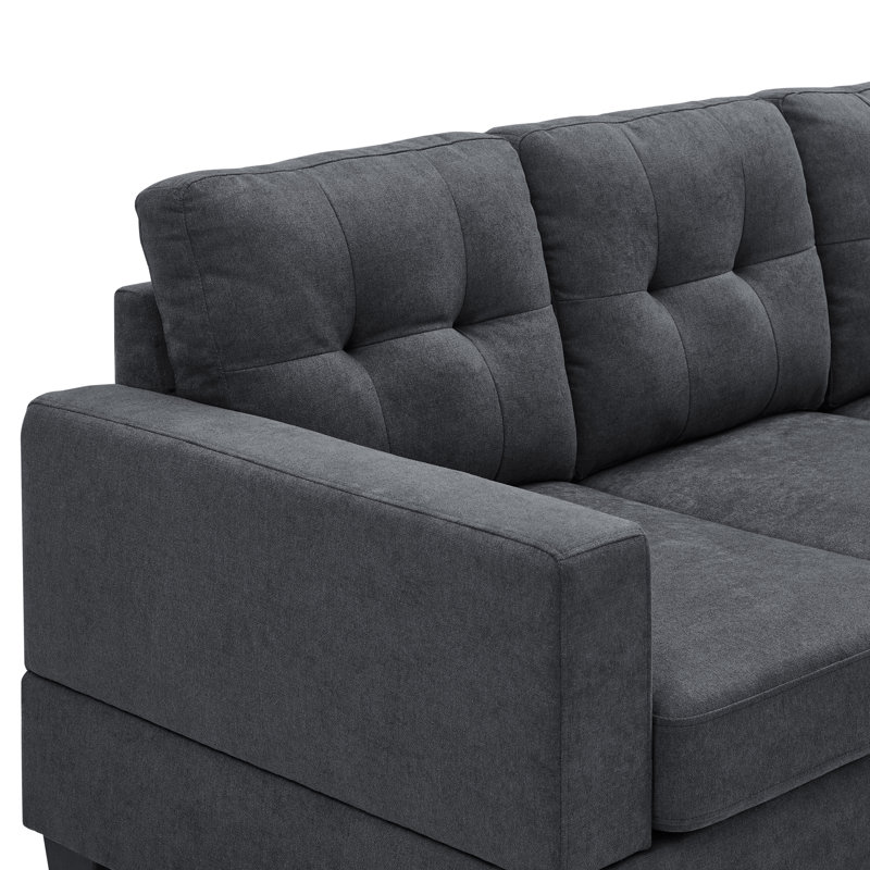 Adryel 2 Piece Upholstered Sectional Dark Gray Microfiber Microsuede